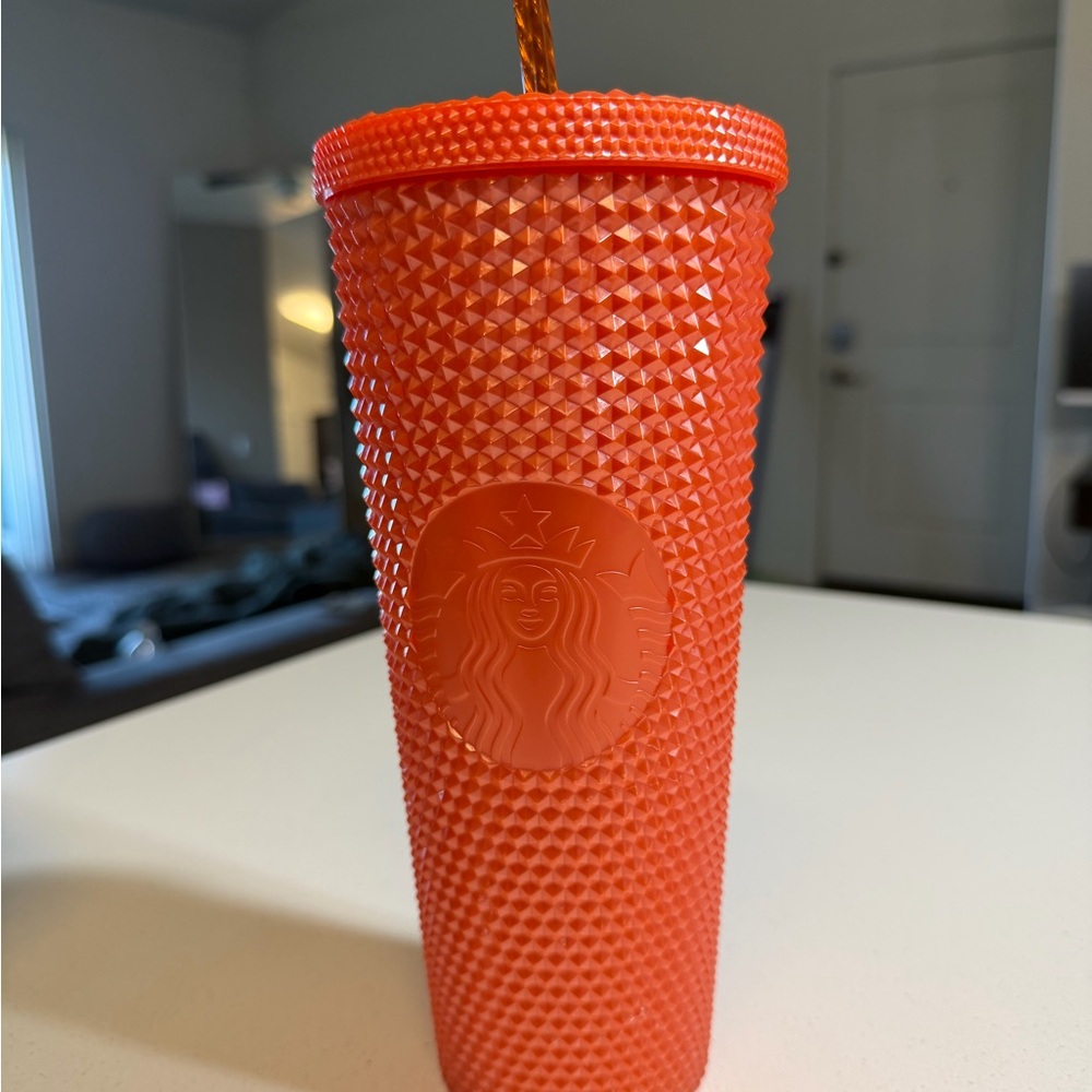 Starbucks Textured Orange Studded Cold Cup